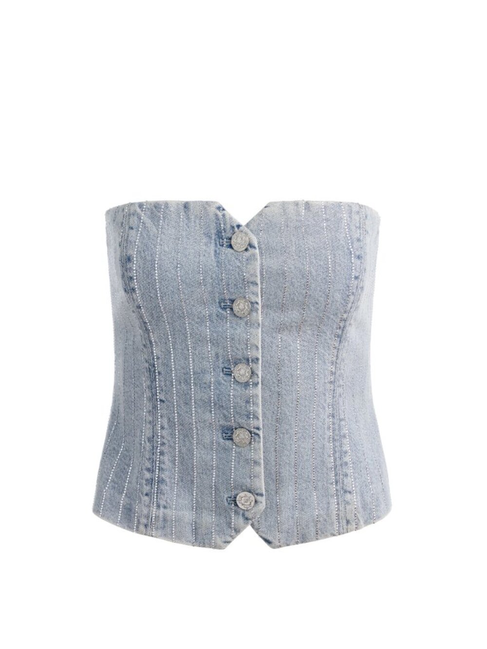 Alice & Olivia Kelcey strapless embellished denim vest - Picture 7 of 10